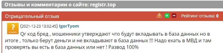 Отзывы и проверка проекта registr.top